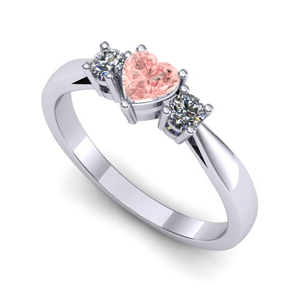 Inel de logodna din aur alb cu diamant de laborator roz
