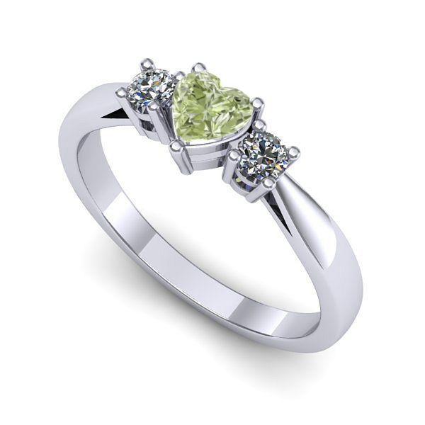 Inel din aur alb cu diamant de laborator verde