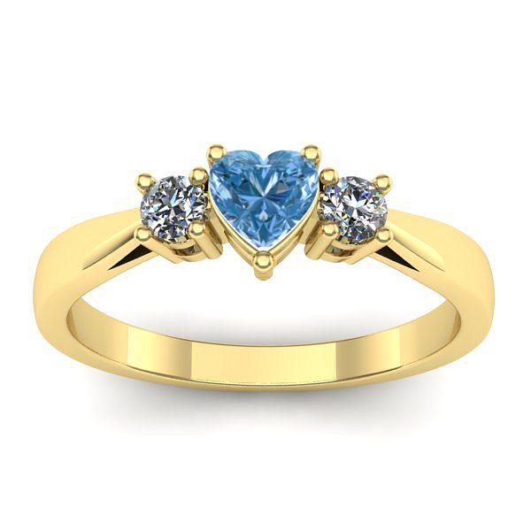 Inel logodna cu diamant de laborator albastru inima