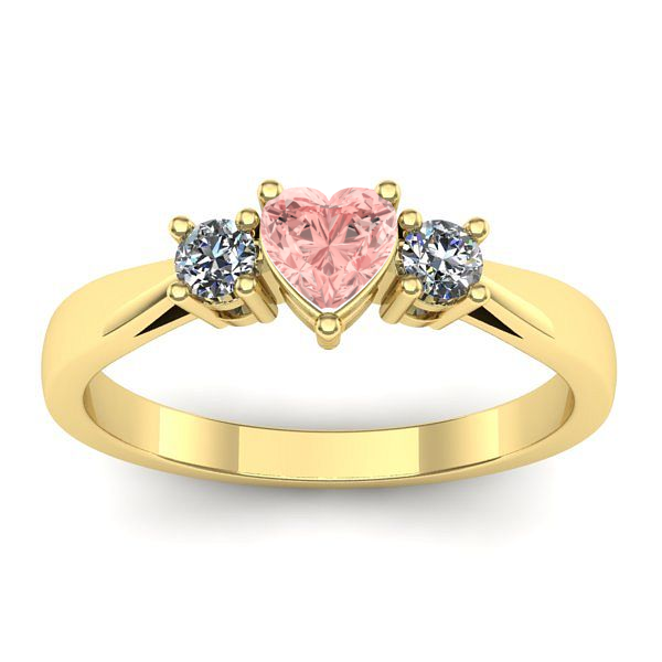 Inel logodna cu diamant de laborator roz inima