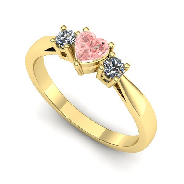 Inel din aur galben cu diamant de laborator roz