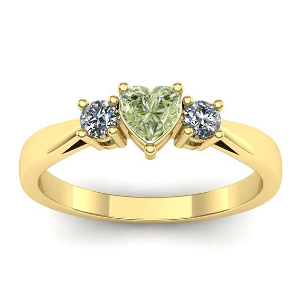 Inel logodna cu diamant de laborator verde inima