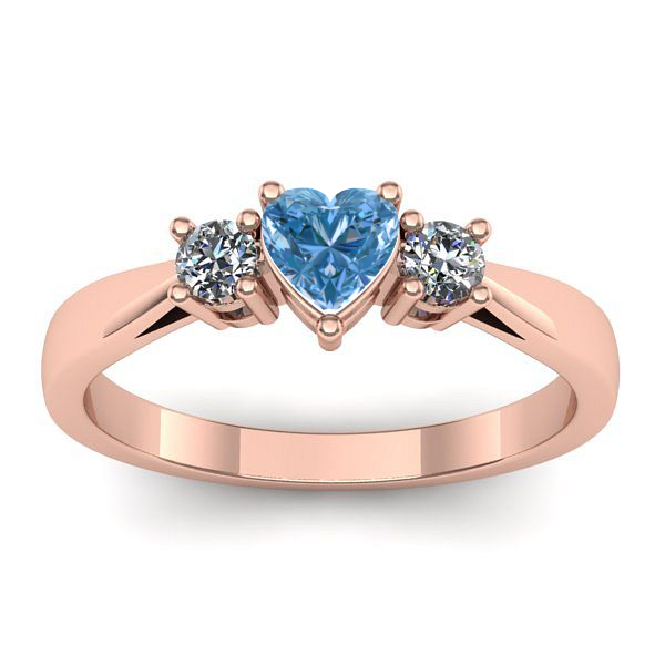 Inel de logodna cu diamant de laborator albastru inima