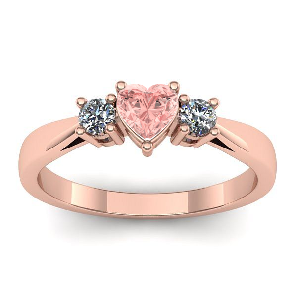 Inel de logodna cu diamant de laborator roz inima