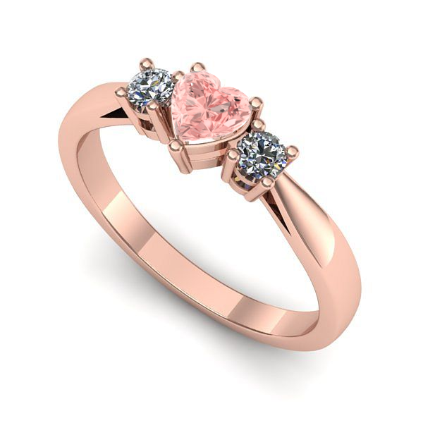 Inel de logodna din aur roz cu diamant de laborator roz