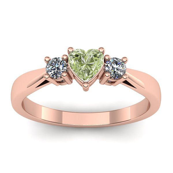 Inel cu diamant de laborator verde inima