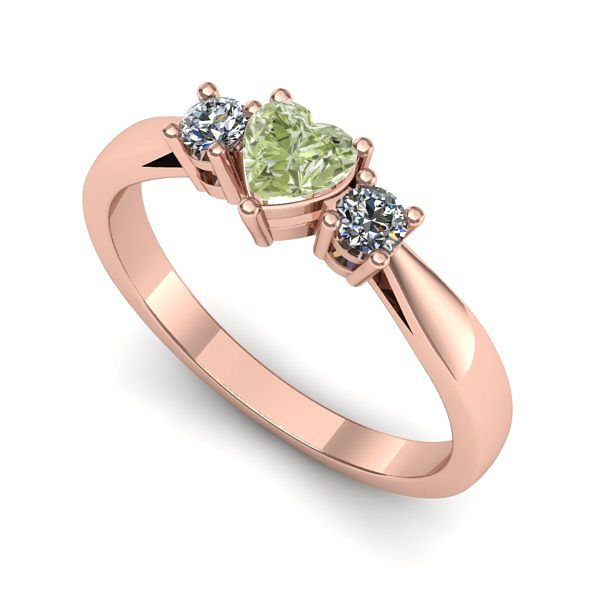 Inel de logodna din aur roz cu diamant de laborator verde