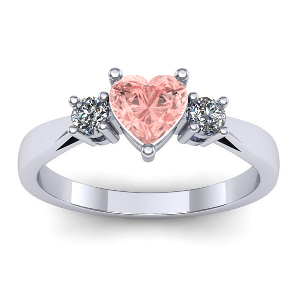 Inel logodna cu diamant de laborator roz inima