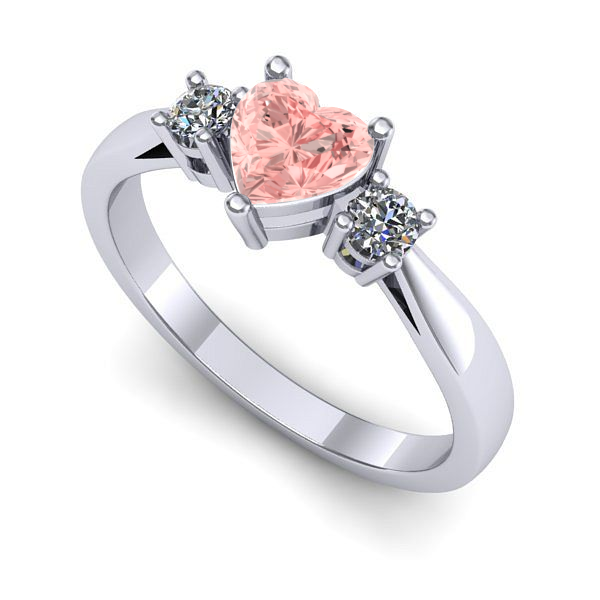 Inel din aur alb cu diamant de laborator roz