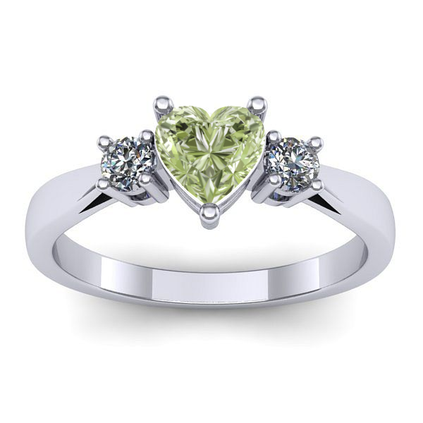 Inel logodna cu diamant de laborator verde inima