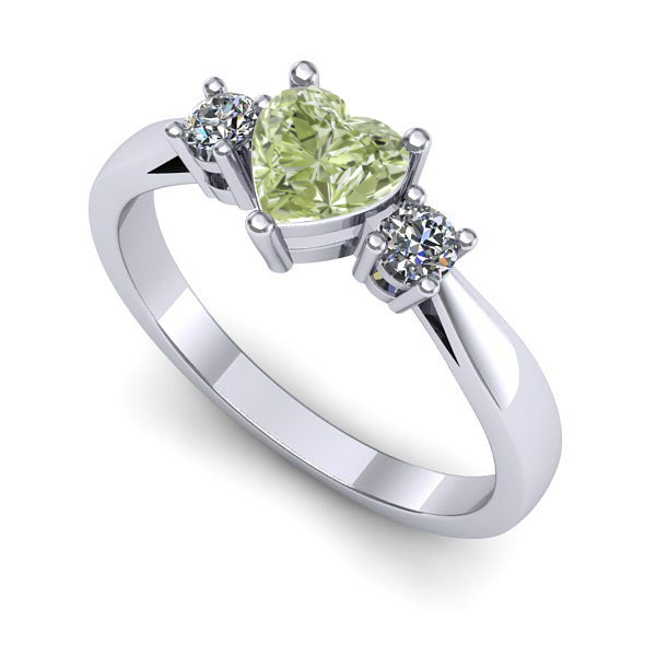 Inel logodna din aur alb cu diamant de laborator verde