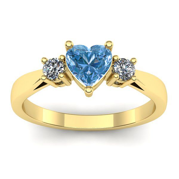 Inel cu diamant de laborator albastru inima