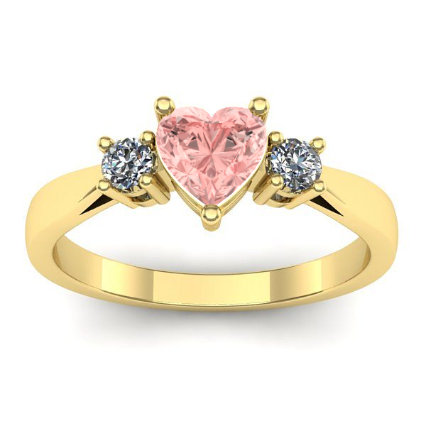 Inel cu diamant de laborator roz inima