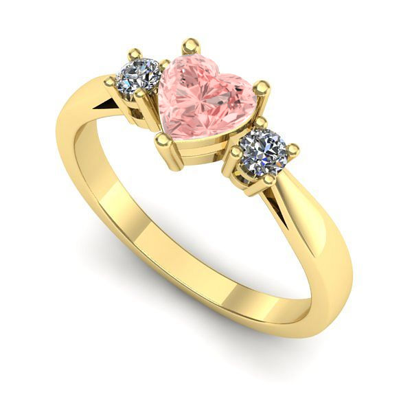 Inel de logodna din aur galben cu diamant de laborator roz
