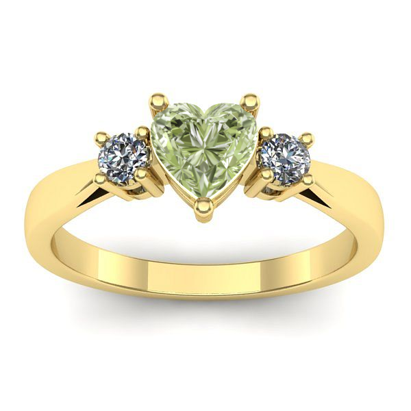 Inel cu diamant de laborator verde inima