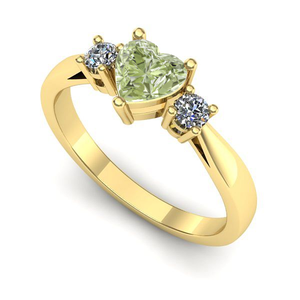 Inel logodna din aur galben cu diamant de laborator verde