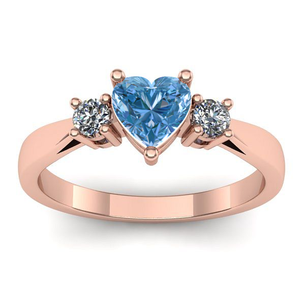 Inel logodna cu diamant de laborator albastru inima