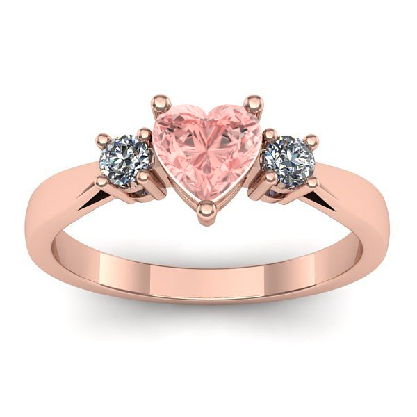Inel de logodna cu diamant de laborator roz inima