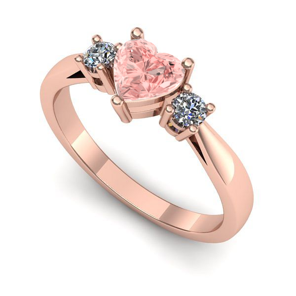Inel logodna din aur roz cu diamant de laborator roz