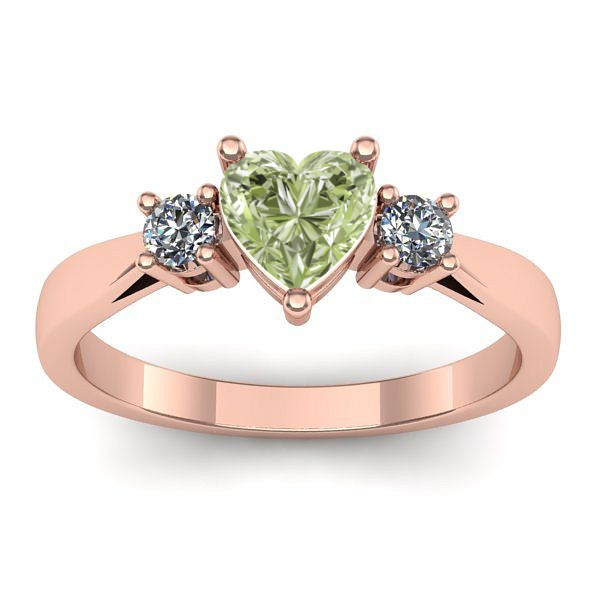 Inel cu diamant de laborator verde inima