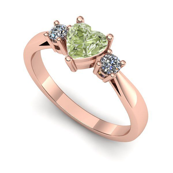 Inel logodna din aur roz cu diamant de laborator verde