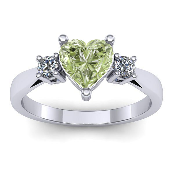 Inel cu diamant de laborator verde inima