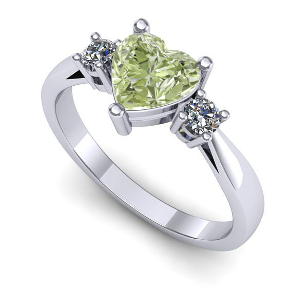 Inel de logodna din aur alb cu diamant de laborator verde