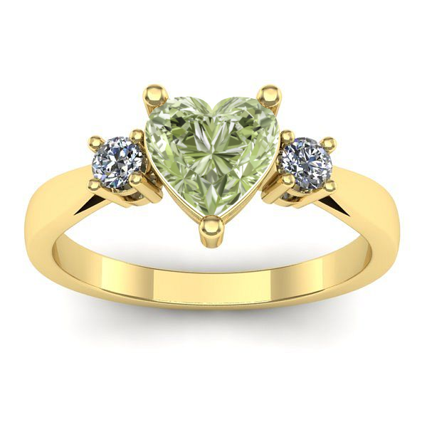 Inel logodna cu diamant de laborator verde inima
