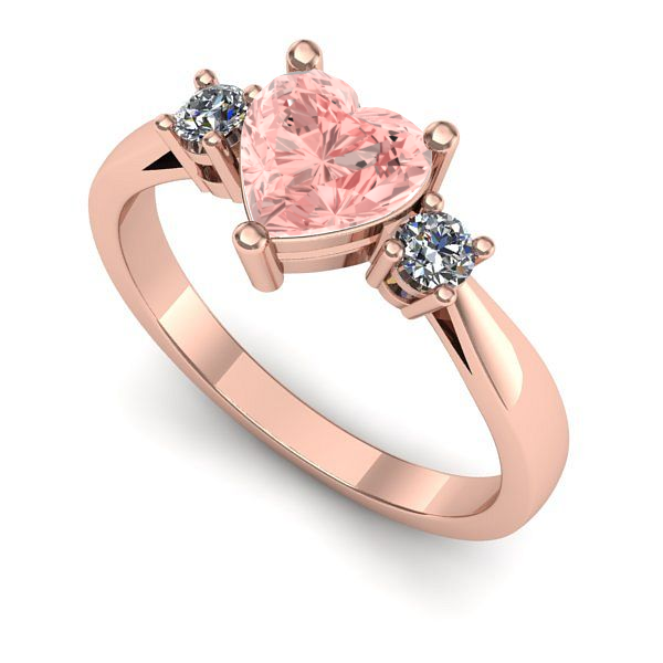 Inel logodna din aur roz cu diamant de laborator roz