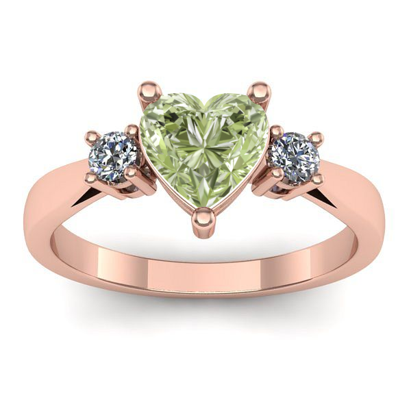 Inel logodna cu diamant de laborator verde inima