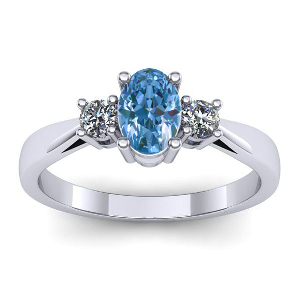 Inel cu diamant de laborator albastru oval