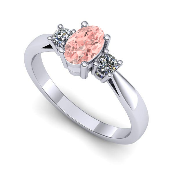 Inel de logodna din aur alb cu diamant de laborator roz