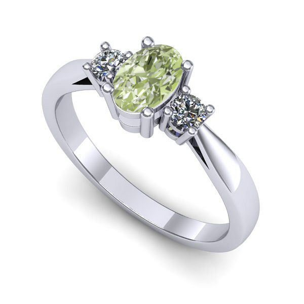 Inel logodna din aur alb cu diamant de laborator verde