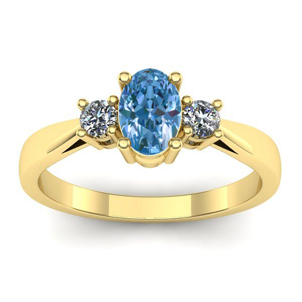 Inel logodna cu diamant de laborator albastru oval