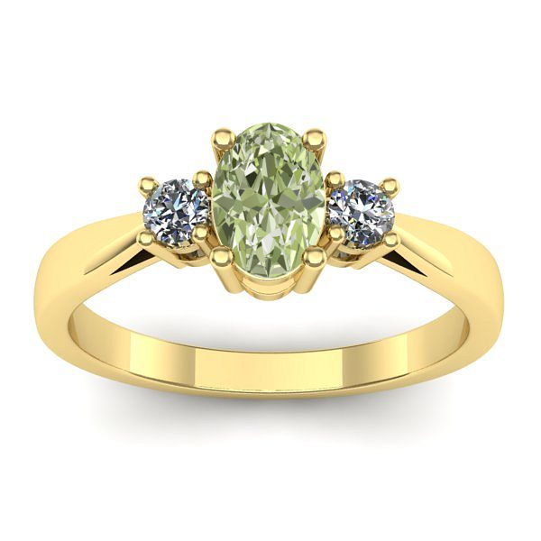Inel de logodna cu diamant de laborator verde oval
