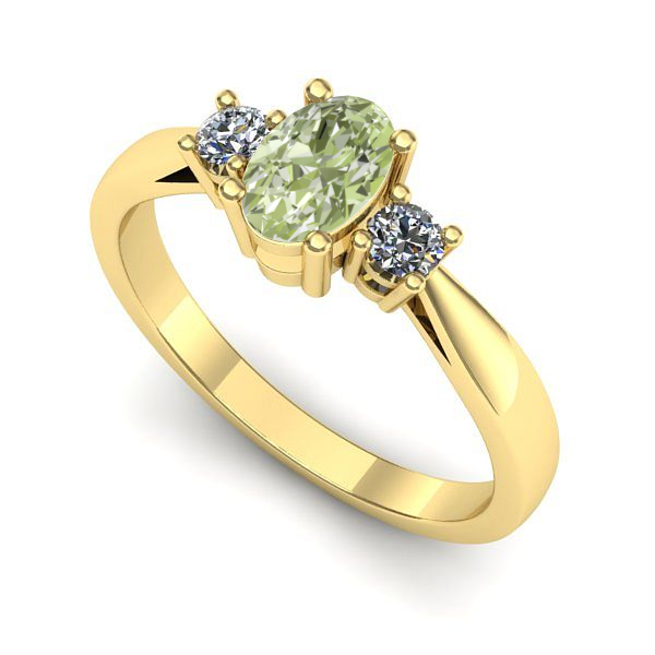 Inel din aur galben cu diamant de laborator verde