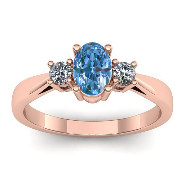 Inel cu diamant de laborator albastru oval