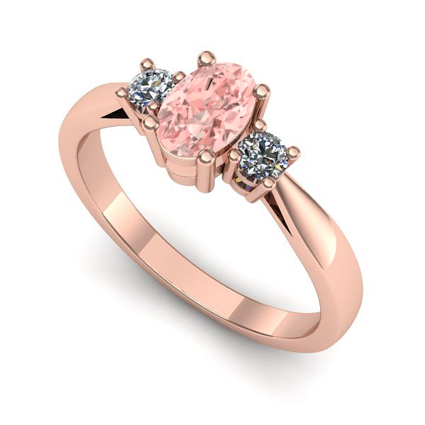 Inel logodna din aur roz cu diamant de laborator roz