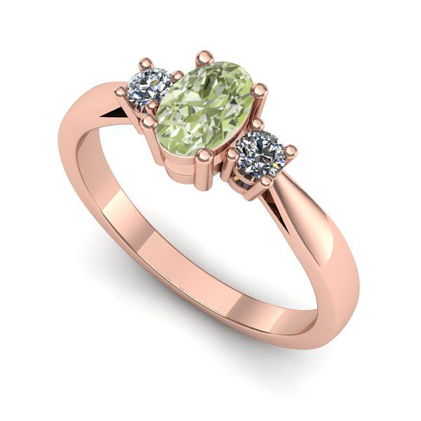 Inel de logodna din aur roz cu diamant de laborator verde