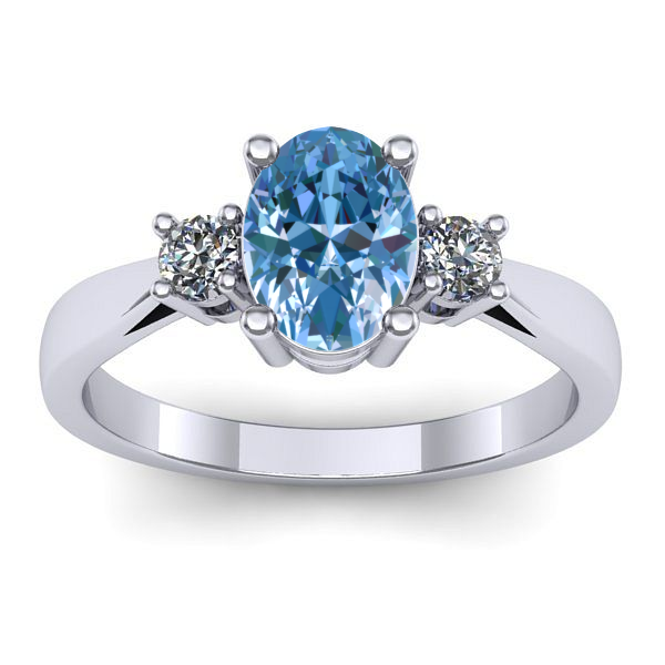 Inel cu diamant de laborator albastru oval