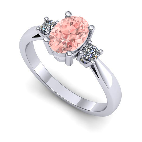 Inel din aur alb cu diamant de laborator roz