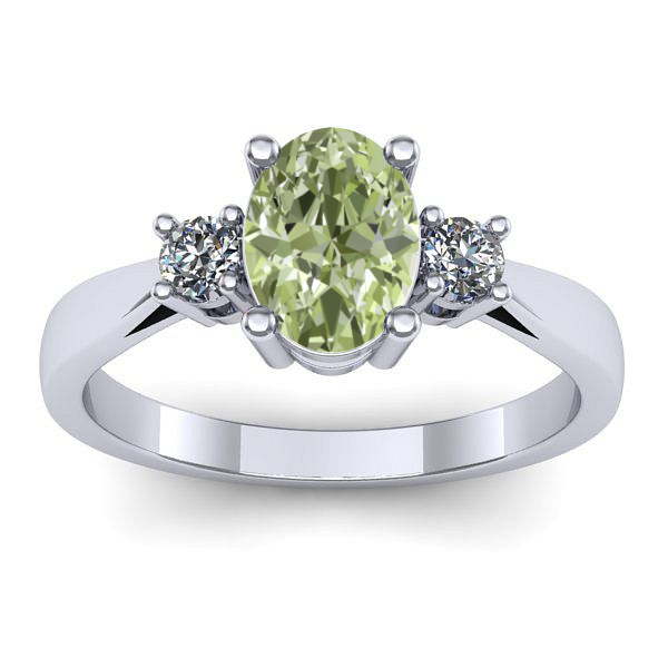 Inel cu diamant de laborator verde oval