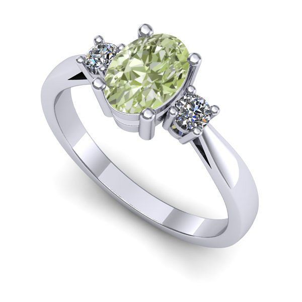 Inel logodna din aur alb cu diamant de laborator verde