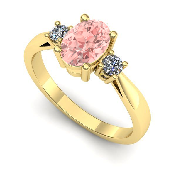 Inel logodna din aur galben cu diamant de laborator roz