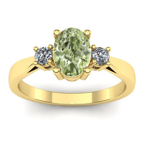 Inel cu diamant de laborator verde oval
