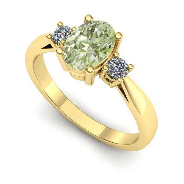 Inel logodna din aur galben cu diamant de laborator verde