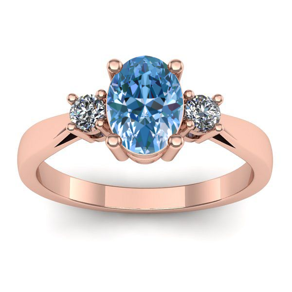 Inel de logodna cu diamant de laborator albastru oval