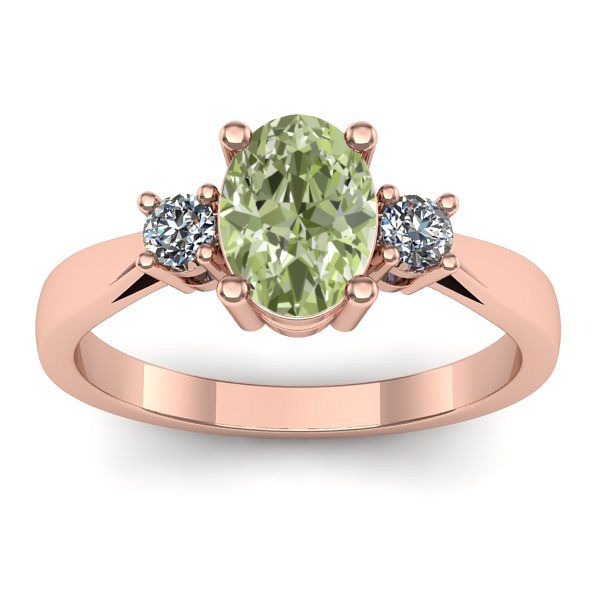 Inel cu diamant de laborator verde oval