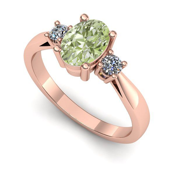 Inel logodna din aur roz cu diamant de laborator verde