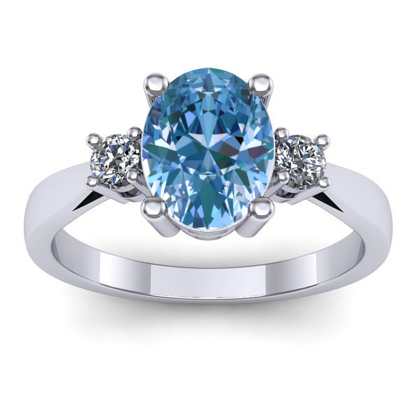 Inel cu diamant de laborator albastru oval